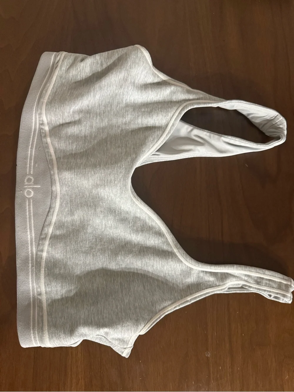 ALO Yoga Light Gray Seamless Racerback Sports Bra & leggings